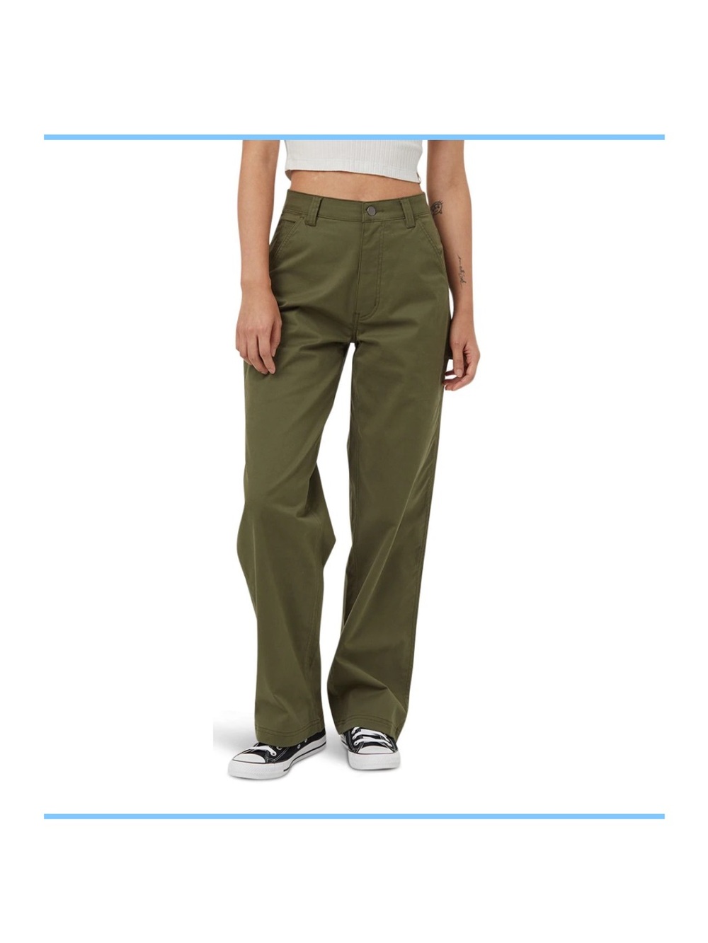 tentree Olive Green Wide-Leg Pants